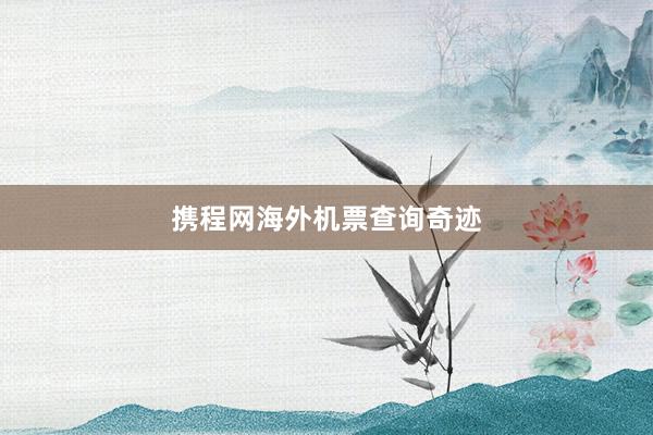 携程网海外机票查询奇迹